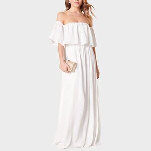 SUGAR LIPS Off White Off The Shoulder Maxi Dress Sz M Brand New w/Tag Never Worn
